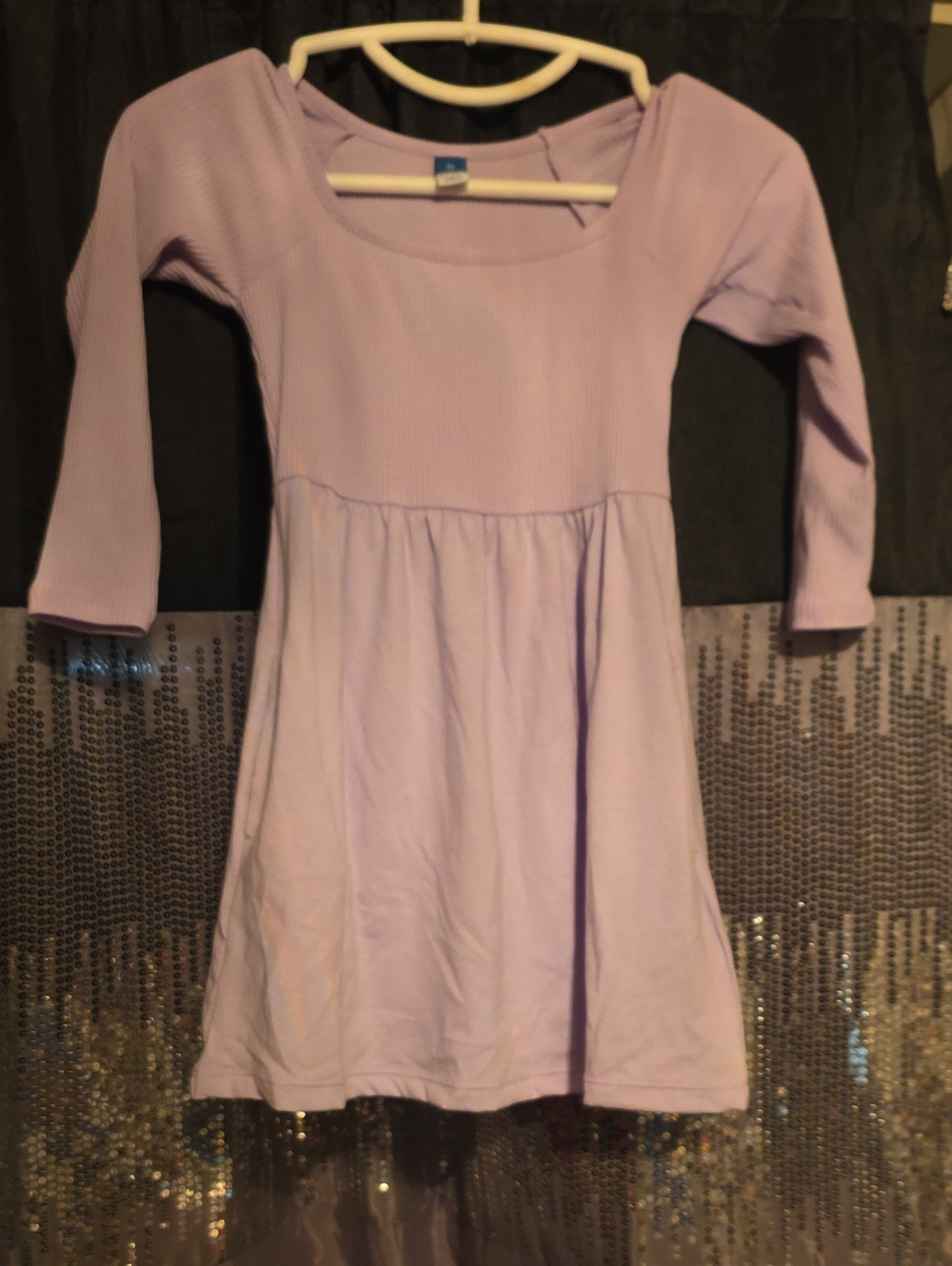 Girls' Lavender Long-Sleeve Knit Dress